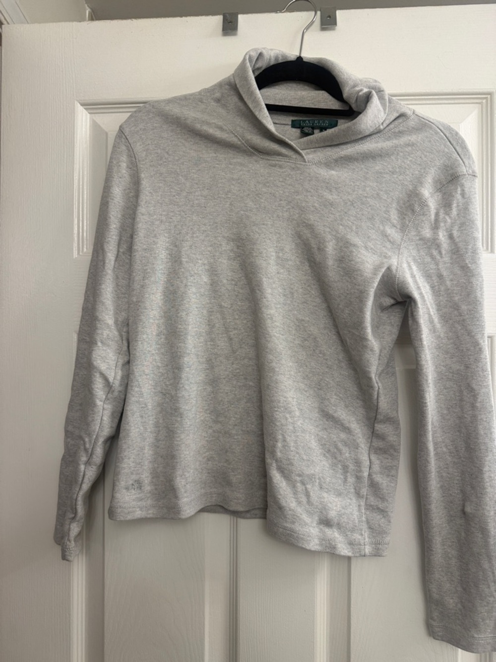 Lauren Ralph Lauren Heather Gray Funnel Neck Sweater